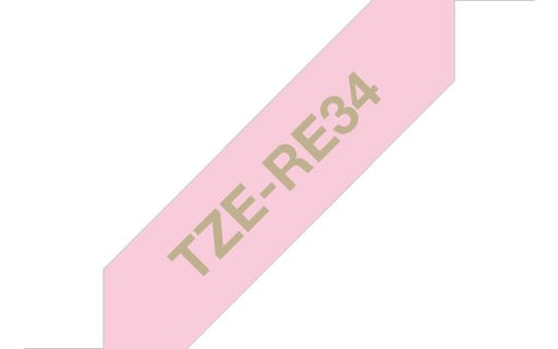 EAN 4977766770347 - Brother TZE-RE34 cinta para impresora de etiquetas Oro sobre rosa imagen 1
