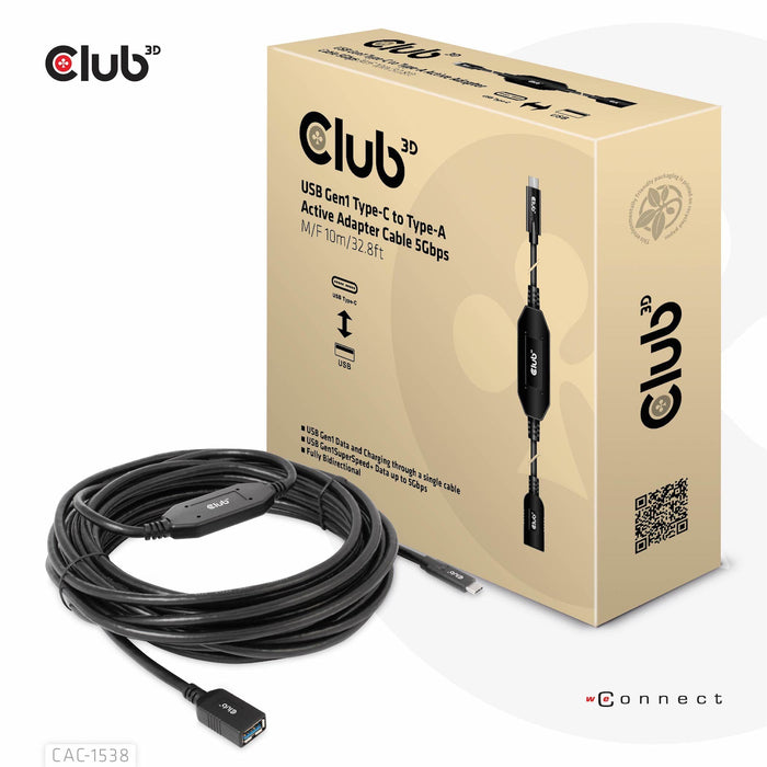 EAN 8719214472139 - CLUB3D CAC-1538 cable USB USB 3.2 Gen 1 (3.1 Gen 1) 10 m USB C USB A Negro imagen 1