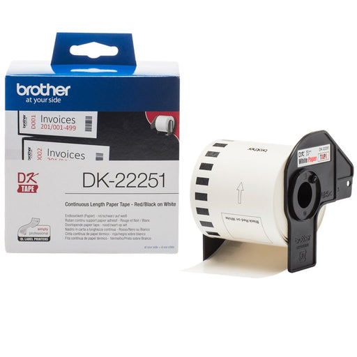 EAN 4977766766746 - Brother DK-22251 cinta para impresora de etiquetas Negro y rojo sobre blanco imagen 1