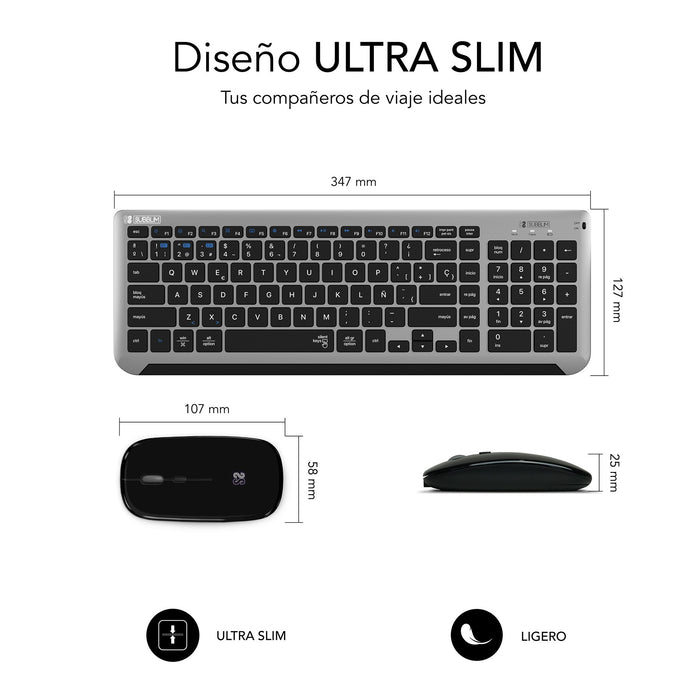 EAN 8436586742638 - SUBBLIM SUBKBC-DCEP20 teclado Ratón incluido Universal RF Wireless + Bluetooth QWERTY Español Negro, Gris imagen 5