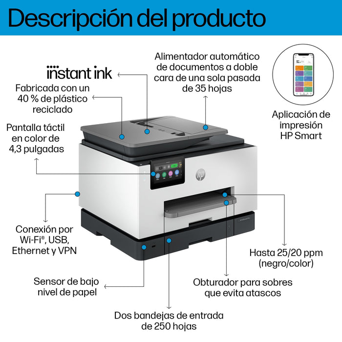 EAN 0196337284999 - HP OfficeJet Pro 9132e All-in-One Prntr Inyección de tinta térmica A4 4800 x 1200 DPI 25 ppm Wifi imagen 3