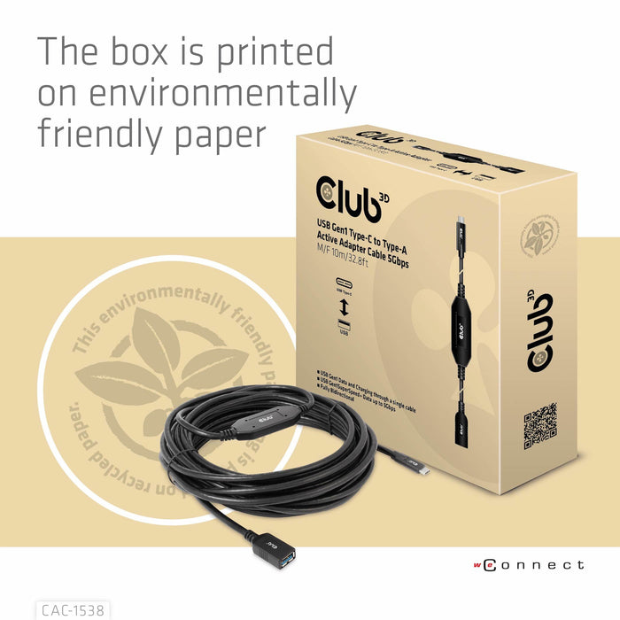 EAN 8719214472139 - CLUB3D CAC-1538 cable USB USB 3.2 Gen 1 (3.1 Gen 1) 10 m USB C USB A Negro imagen 9
