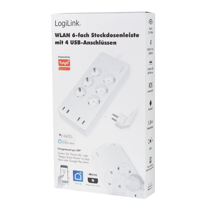 EAN 4052792066784 - LogiLink SH0105 regleta inteligente 6 salidas AC Tipo F 1,8 m 4 2400 W Blanco imagen 8