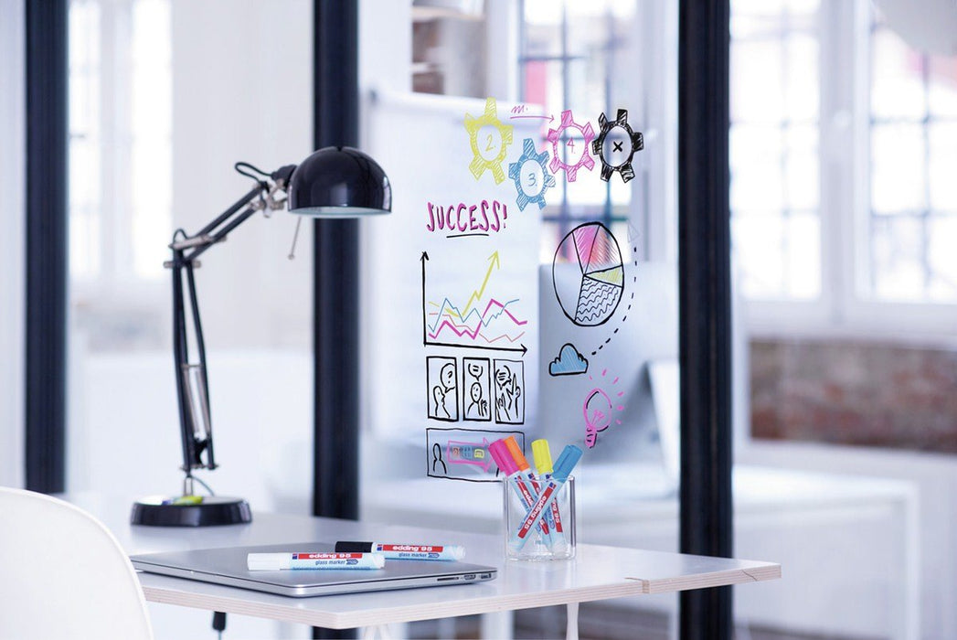 EAN 4057305045614 - Edding 95 Glass marcador 6 pieza(s) Punta redonda Negro, Azul, Naranja, Rosa, Blanco, Amarillo imagen 5