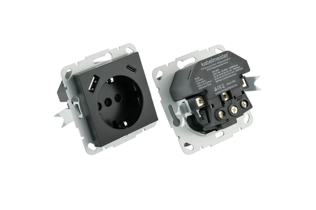 EAN 4066857001986 - Kabelmeister SE01-2A toma de corriente CEE 7/3 + USB Antracita imagen 3