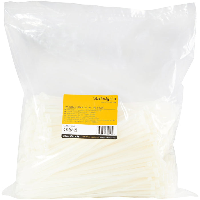 EAN 0065030890694 - StarTech.com CBMZT10NK presilla Brida reutilizable Nylon, Plástico Blanco 1000 pieza(s) imagen 6