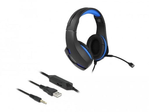EAN 4043619271825 - DeLOCK 27182 auricular y casco Alámbrico Diadema Juego USB tipo A Negro, Azul imagen 1