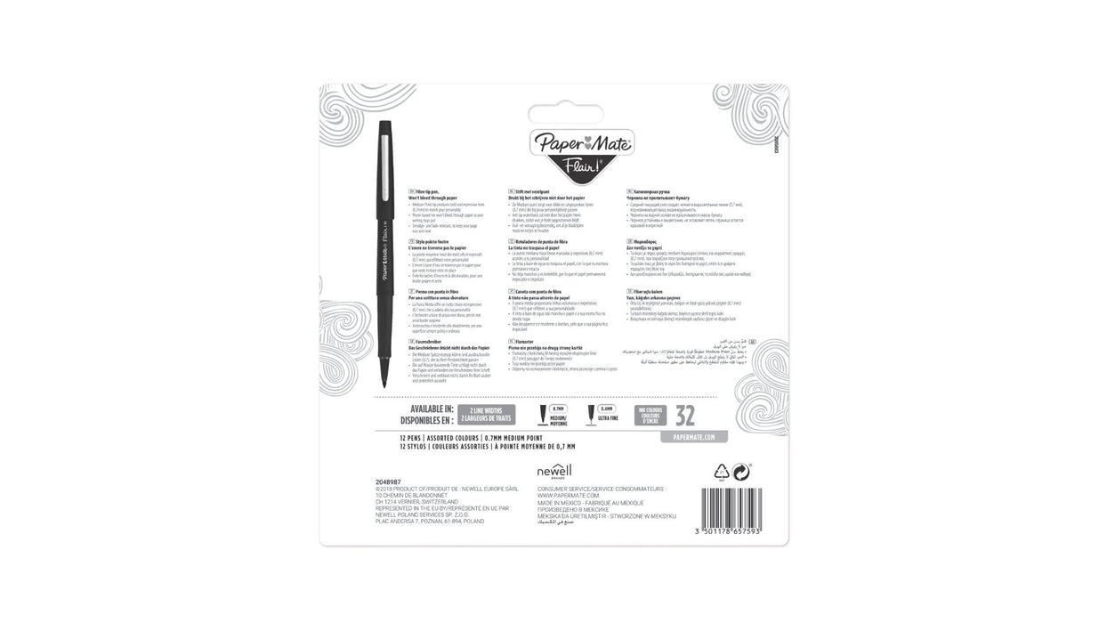 EAN 3501178657593 - Papermate Flair rotulador Medio Multicolor 12 pieza(s) imagen 2