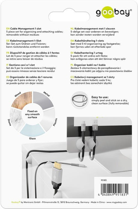 EAN 4040849951831 - Goobay 95183 organizador de cables Universal Soporte para cables Blanco 5 pieza(s) imagen 8