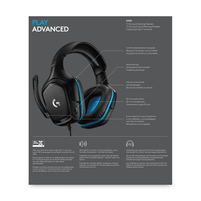 EAN 5099206082410 - Logitech G 981-000770 auricular y casco Auriculares Alámbrico Diadema Juego Negro, Azul imagen 9