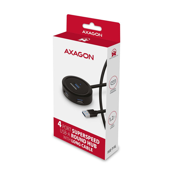 EAN 8595247906199 - Axagon HUE-P1AL hub de interfaz USB 3.2 Gen 1 (3.1 Gen 1) Type-A 5000 Mbit/s Negro imagen 7