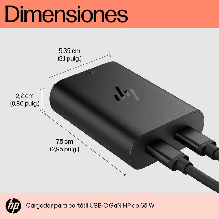 EAN 0196337695078 - HP 65W Gallium Nitride USB-C Laptop Charger adaptador e inversor de corriente Interior Negro imagen 6