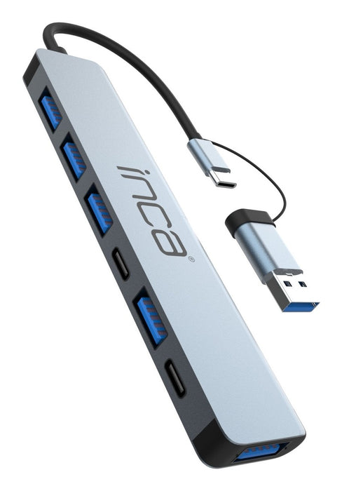 EAN 8681949015038 - Inca IUTP-7T hub de interfaz USB 3.2 Gen 1 (3.1 Gen 1) Type-A + Type-C 5000 Mbit/s Gris imagen 1