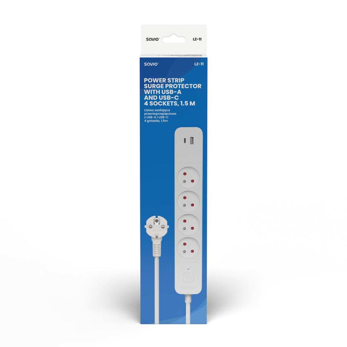 EAN 5901986047865 - Savio LZ-114 4 salidas AC Tipo E 1,5 m 2 3680 W Blanco imagen 2