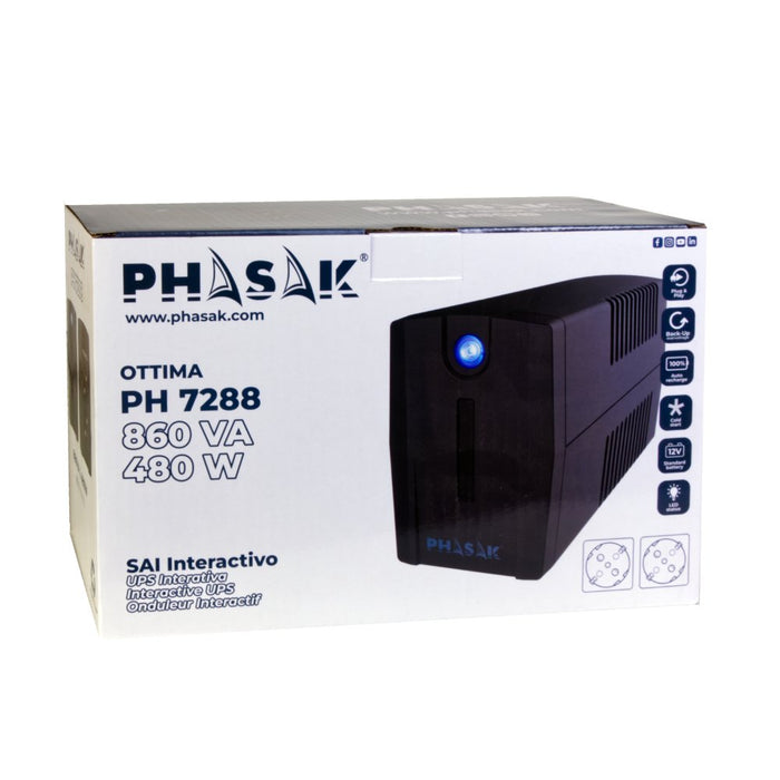 EAN 5605922001866 - Phasak Ottima sistema de alimentación ininterrumpida (UPS) Línea interactiva 0,66 kVA 380 W 2 salidas AC imagen 5