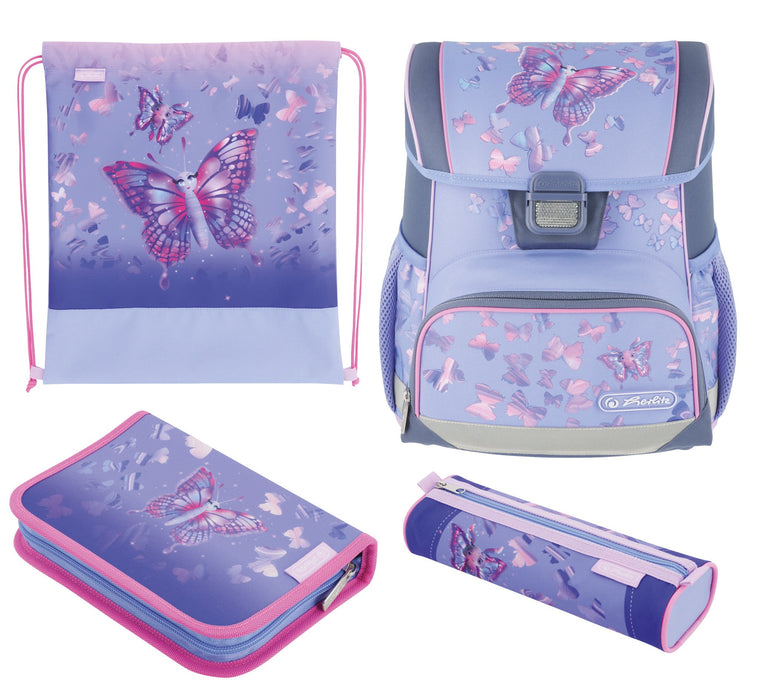 EAN 4008110370866 - Herlitz Loop Plus Butterfly Paradise juego de mochila escolar Chica Poliéster Lila, Rosa imagen 1