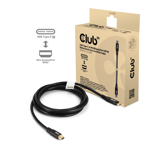 EAN 8719214473112 - CLUB3D CAC-1561 cable DisplayPort 2 m Mini DisplayPort USB Tipo C Negro imagen 1