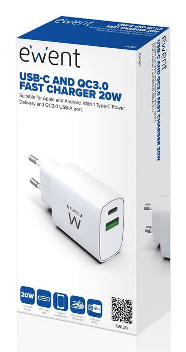 EAN 8052101430929 - Ewent EW1321_R1 cargador de dispositivo móvil Universal Blanco Corriente alterna Carga rápida Interior imagen 4
