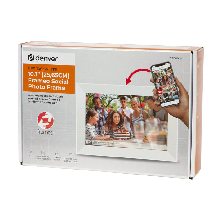 EAN 5706751060601 - Denver PFF-1063WHITE marco fotográfico digital Blanco 25,6 cm (10.1") Pantalla táctil Wifi imagen 7