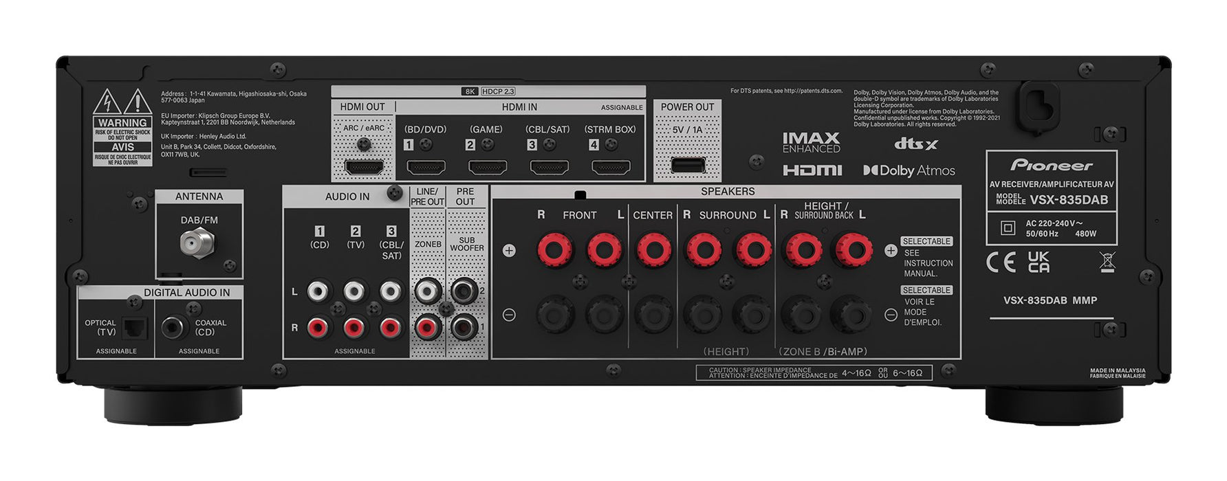 EAN 4573211155662 - Pioneer VSX-835 7.2 canales Envolvente Negro imagen 4