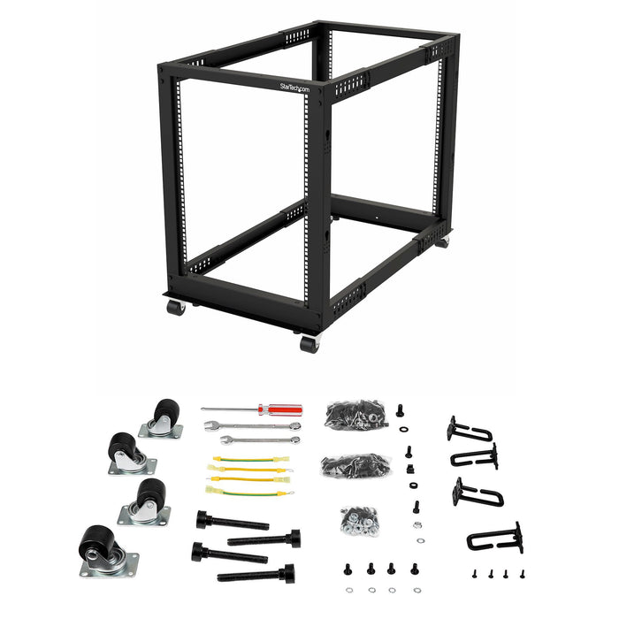 EAN 0065030887137 - StarTech.com 4POSTRACK15U armario rack Rack o bastidor independiente Negro imagen 7