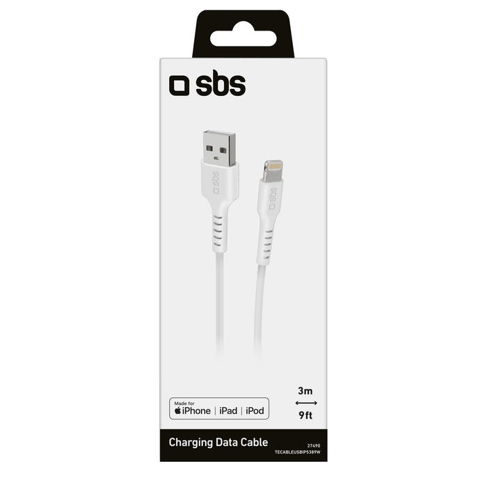 EAN 8018417327490 - SBS TECABLEUSBIP5389W cable de conector Lightning 3 m Blanco imagen 2