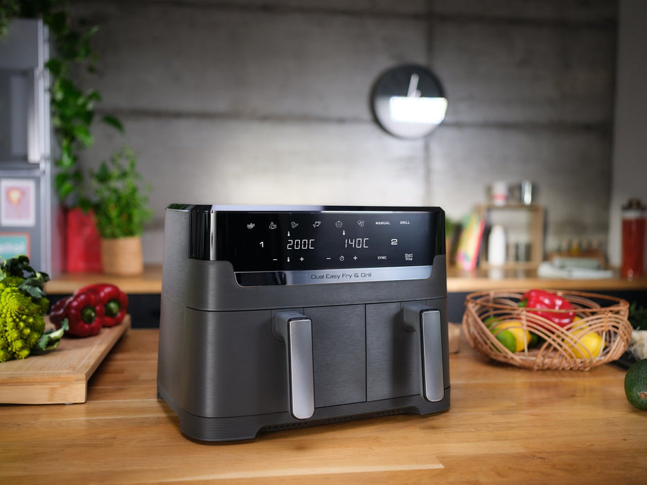 EAN 3045380024243 - Tefal Dual Easy Fry & Grill EY905B Doble 8,3 L Independiente 2700 W Freidora de aire caliente Gris imagen 3
