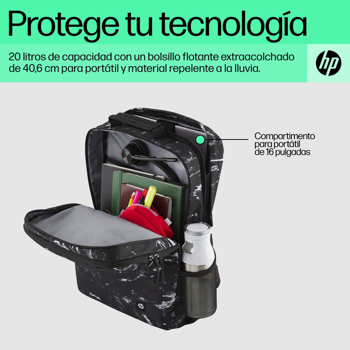 EAN 0197192501252 - HP Campus XL Marble Stone Backpack mochila Mochila informal Negro, Gris Poliéster, Poliespuma imagen 7
