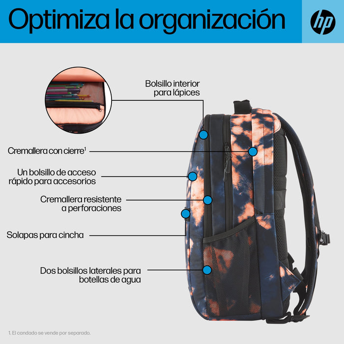EAN 0197192487594 - HP Campus XL Tie Dye Backpack mochila Mochila informal Negro Poliéster, Poliespuma imagen 3