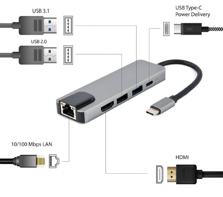 EAN 8716309124270 - Gembird A-CM-COMBO5-04 base para portátil y replicador de puertos Alámbrico USB 3.2 Gen 1 (3.1 Gen 1) Typ imagen 3