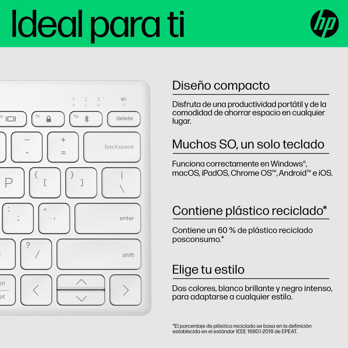 EAN 0196548516773 - HP 350 WHT Compact Multi-Device Keyboard teclado Hogar Blanco imagen 4