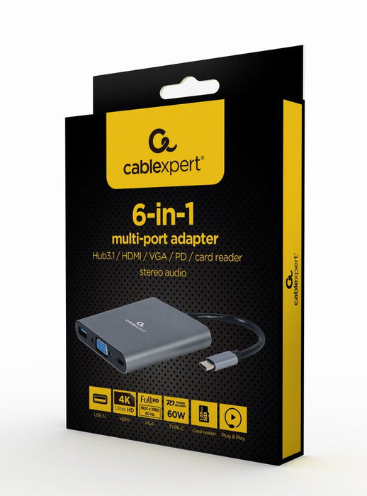 EAN 8716309121453 - Gembird A-CM-COMBO6-01 base para portátil y replicador de puertos USB 3.2 Gen 1 (3.1 Gen 1) Type-C Gris imagen 3