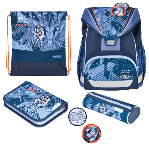 EAN 4008110396767 - Herlitz UltraLight Plus TechMech juego de mochila escolar Niño Poliéster Azul, Naranja imagen 1