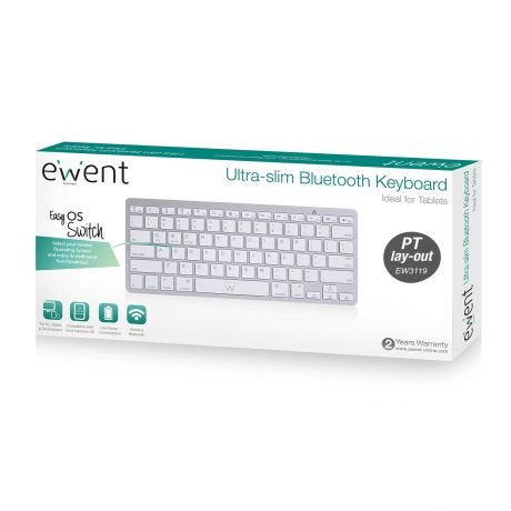 EAN 8056045878304 - Ewent EW3119 teclado Hogar Bluetooth QWERTY Portugués Plata, Blanco imagen 2