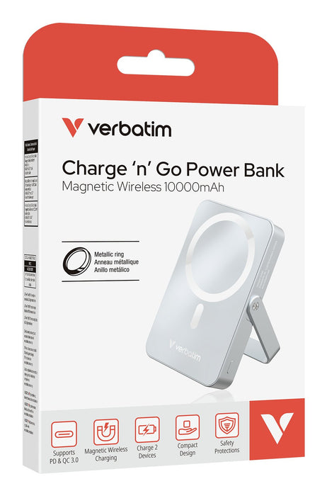EAN 0023942322665 - Verbatim Charge 'n' Go Magnetic Wireless Polímero de litio 10000 mAh Cargador inalámbrico Azul imagen 3