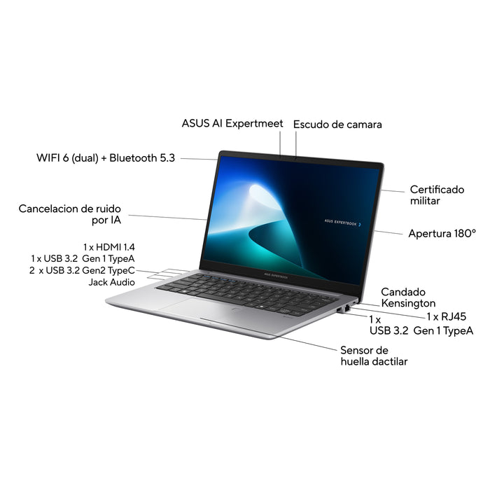 EAN 4711387832448 - ASUS ExpertBook P1 P1403CVA-S60537 Intel® Core™ i3 35,6 cm (14") DDR5-SDRAM Wi-Fi 6 (802.11ax) imagen 3