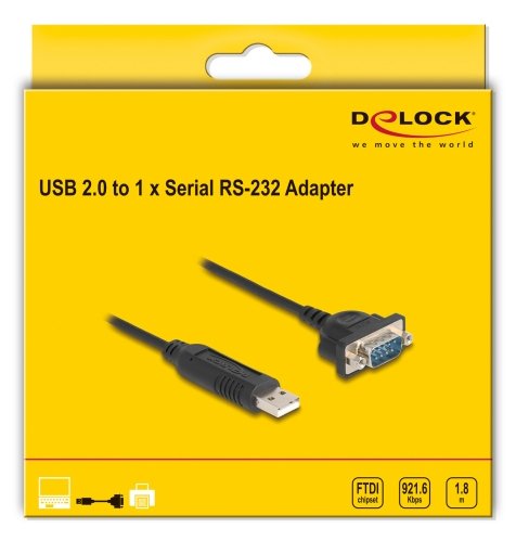 EAN 4043619673216 - DeLOCK 67321 cable de serie Negro 1,8 m USB tipo A RS-232 imagen 3