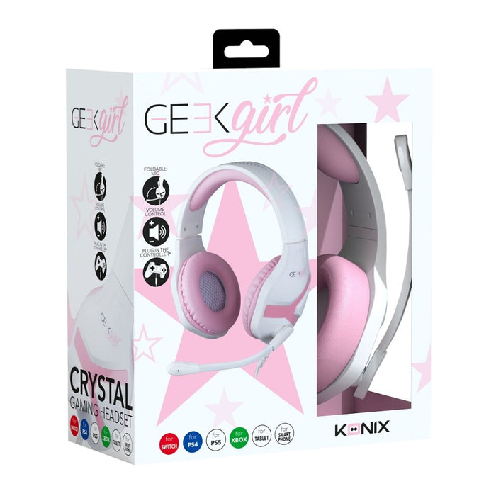 EAN 3328170283731 - Konix Geek Girl Crystal Auriculares Alámbrico Diadema Juego Rosa, Blanco imagen 3
