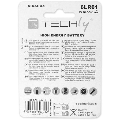 EAN 8057685307032 - Techly 6LR61 9V Batería de un solo uso Alcalino imagen 2