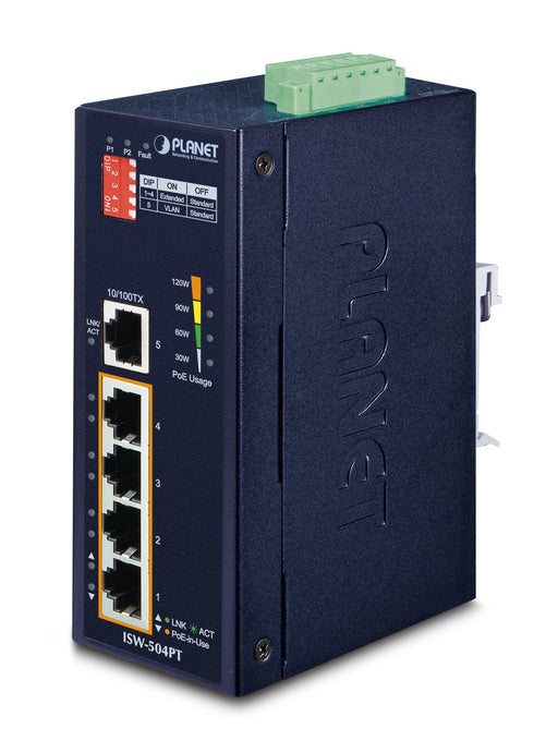 EAN 3548383147044 - PLANET ISW-504PT switch No administrado L2 Fast Ethernet (10/100) Energía sobre Ethernet (PoE) Negro imagen 1
