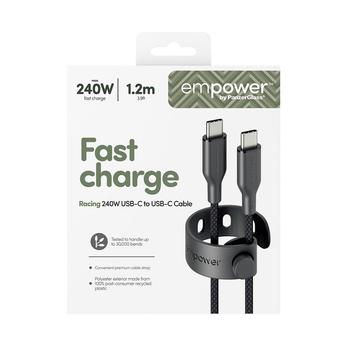 EAN 5715685027659 - PanzerGlass empower by ® Racing 240W USB-C to USB-C Cable | USB 2.0 | 1.2M | Space Black cable USB Negro imagen 3