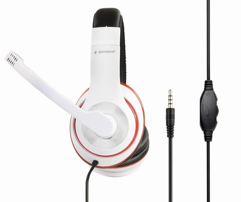 EAN 8716309113663 - Gembird MHS-03-WTRDBK auricular y casco Auriculares Alámbrico Diadema Juego Negro, Rojo, Blanco imagen 3