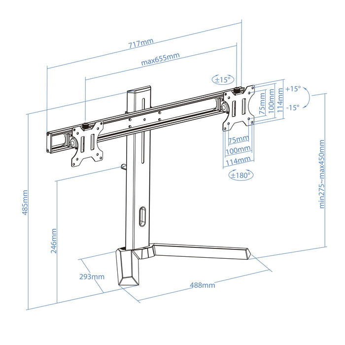 EAN 8433281009745 - TooQ DB1402TN-B soporte para monitor 68,6 cm (27") Escritorio Negro, Rojo imagen 11