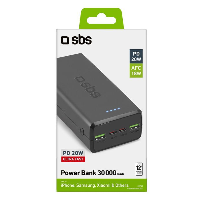 EAN 8018417435775 - SBS TTBB30000PD20K batería externa Polímero de litio 30000 mAh Negro imagen 3