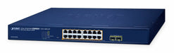 EAN 4711605287623 - PLANET 16-Port 10/100/1000T 802.3at PoE + 2-Port 1000X SFP Web Smart Ethernet Switch (240W PoE Budget, 80 imagen 1