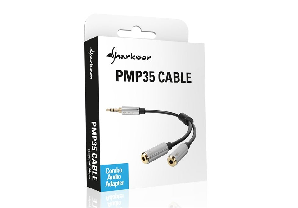 EAN 4044951019632 - Sharkoon 0.12m, 3.5mm/2x3.5mm cable de audio 0,12 m 3,5mm Negro, Plata imagen 2