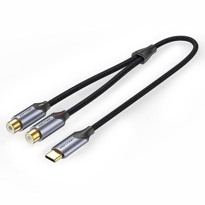 Cable Conversor Vention Bgvhg 2x Rca Hembra Usb Tipo-C Macho 1.5m Gris