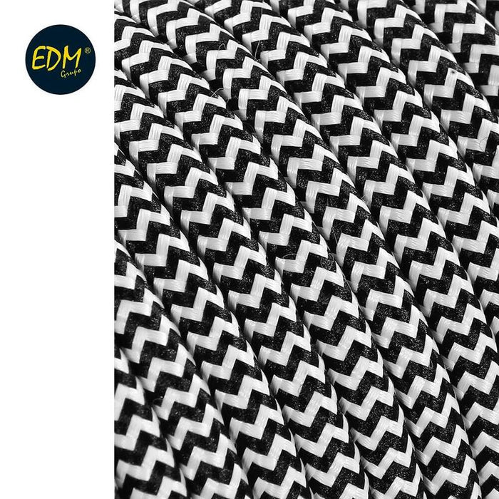 Cable Cordon Tubulaire 2x0,75mm Rallado Blanco Y Negro 5m Euro/M