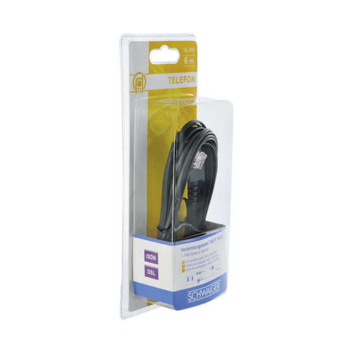 Cable Dsl Schwaiger Rj12 6p2c -> Tae-F 6p4c 6m Negro