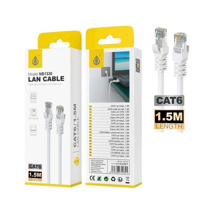 Cable Jc Nb1330 Blanco De Red Lan Cat6, 1.5m